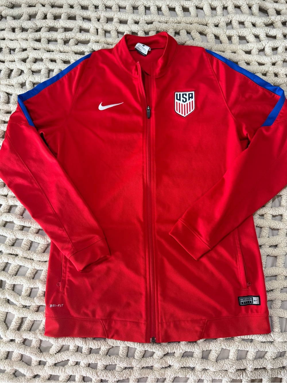Nike Team USA Authentic Soccer Track Jacket with Blue Accents #0202